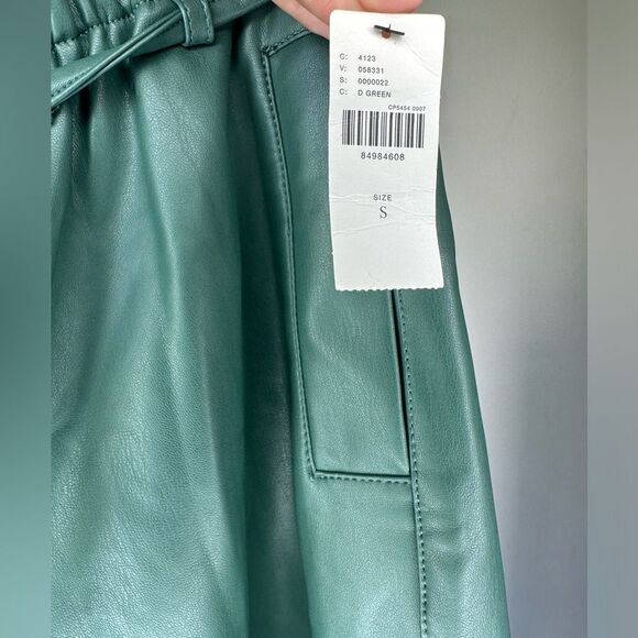 Anthropologie Pilcro Faux Leather Soft Parachute Pants Green Size S NWT - Picture 6 of 6